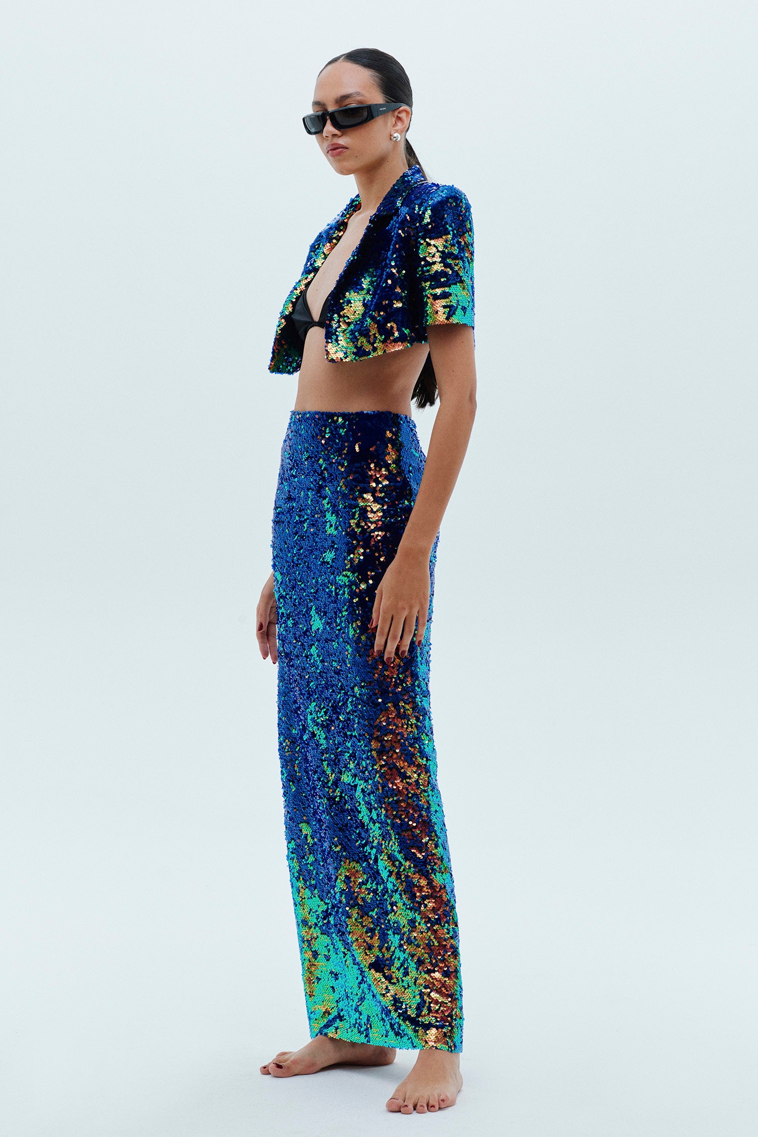 NOVA in blue sequin suit