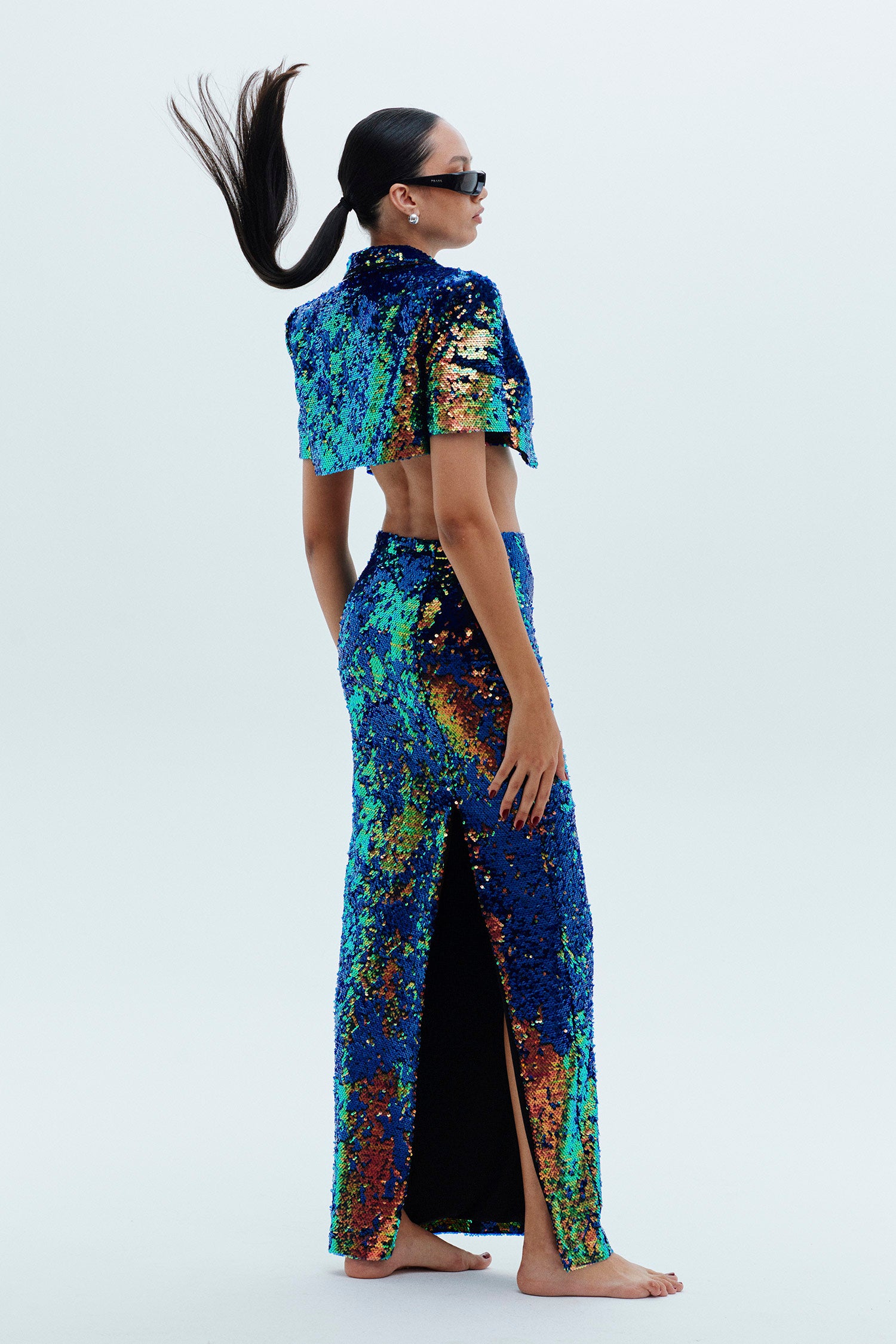 NOVA in blue sequin suit