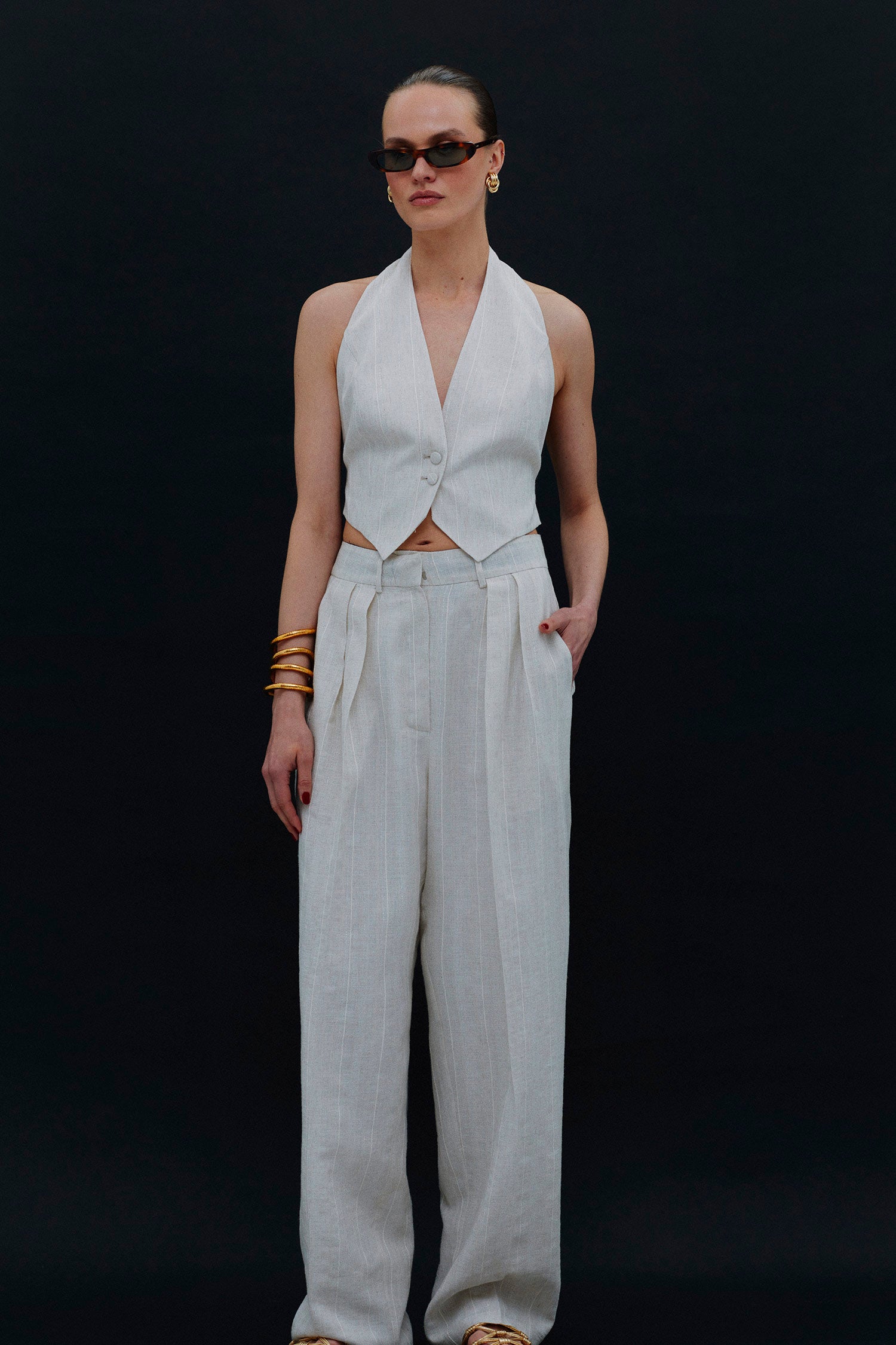 MUSE in white stripe suit