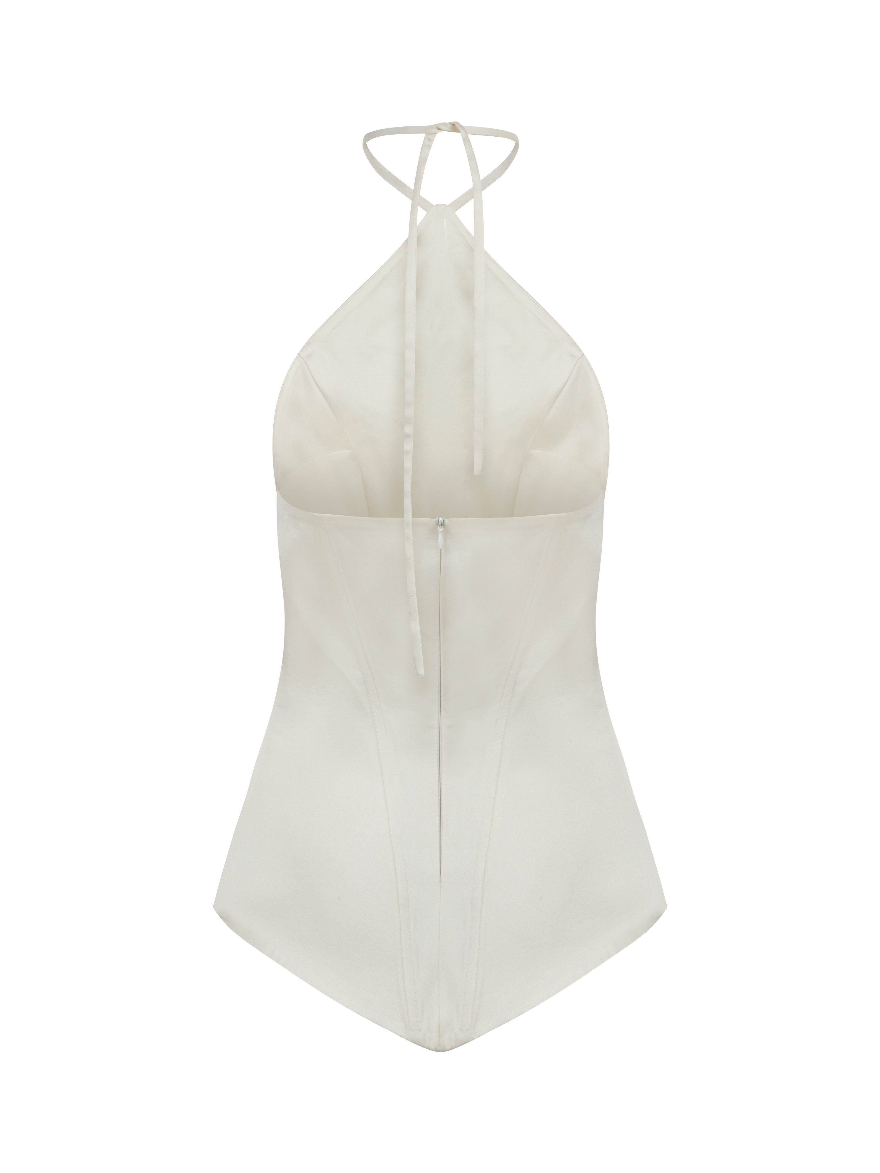 Maen Halter Corset Detailed Saten Top