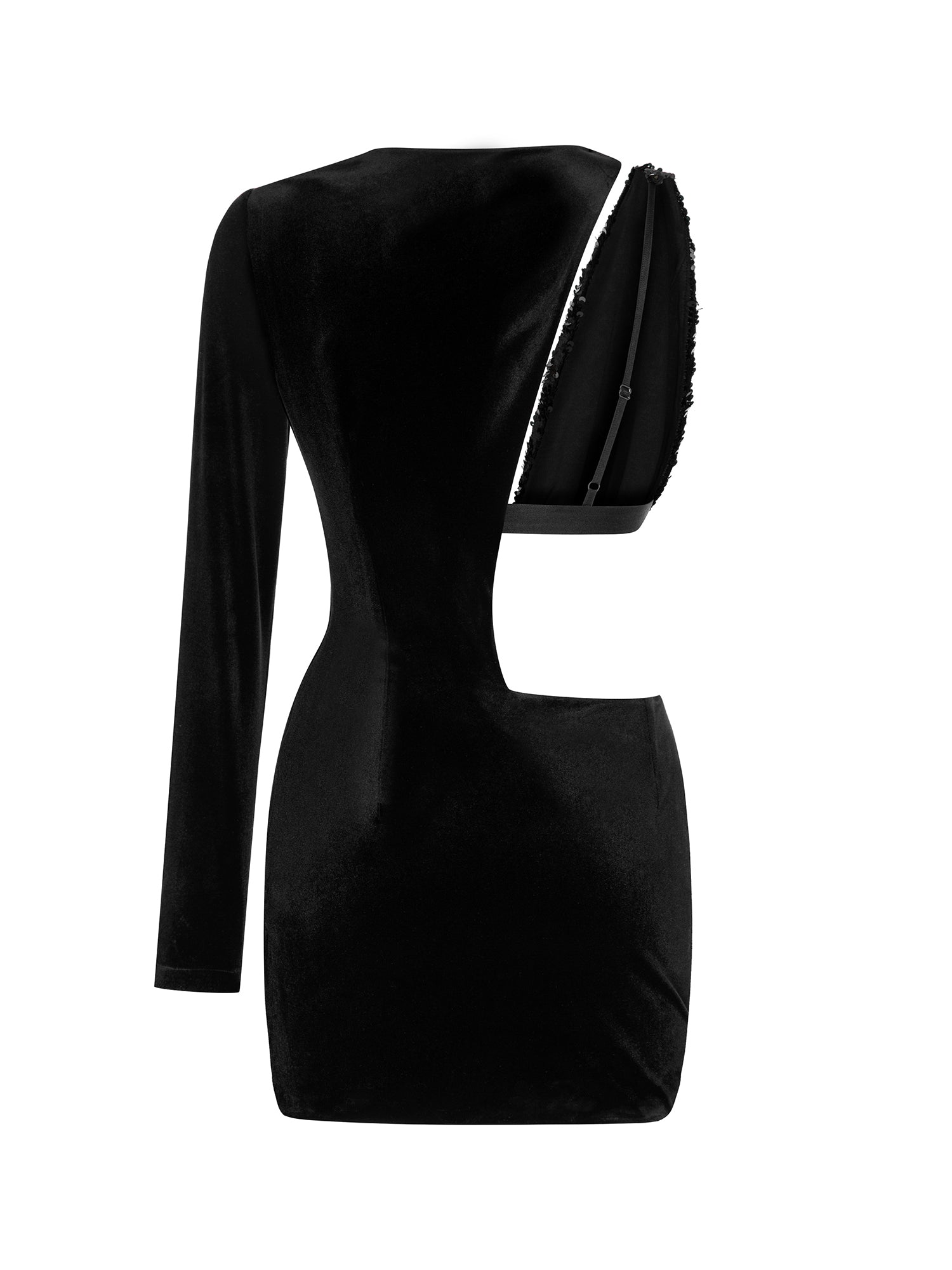 VERONICA in Black Velvet Mini Dress With Sequin Top