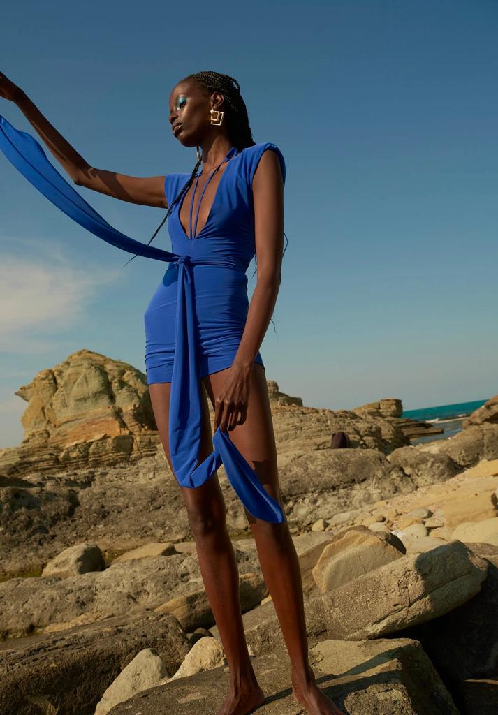 VALENCIA in Midnight Blue Mink Suit