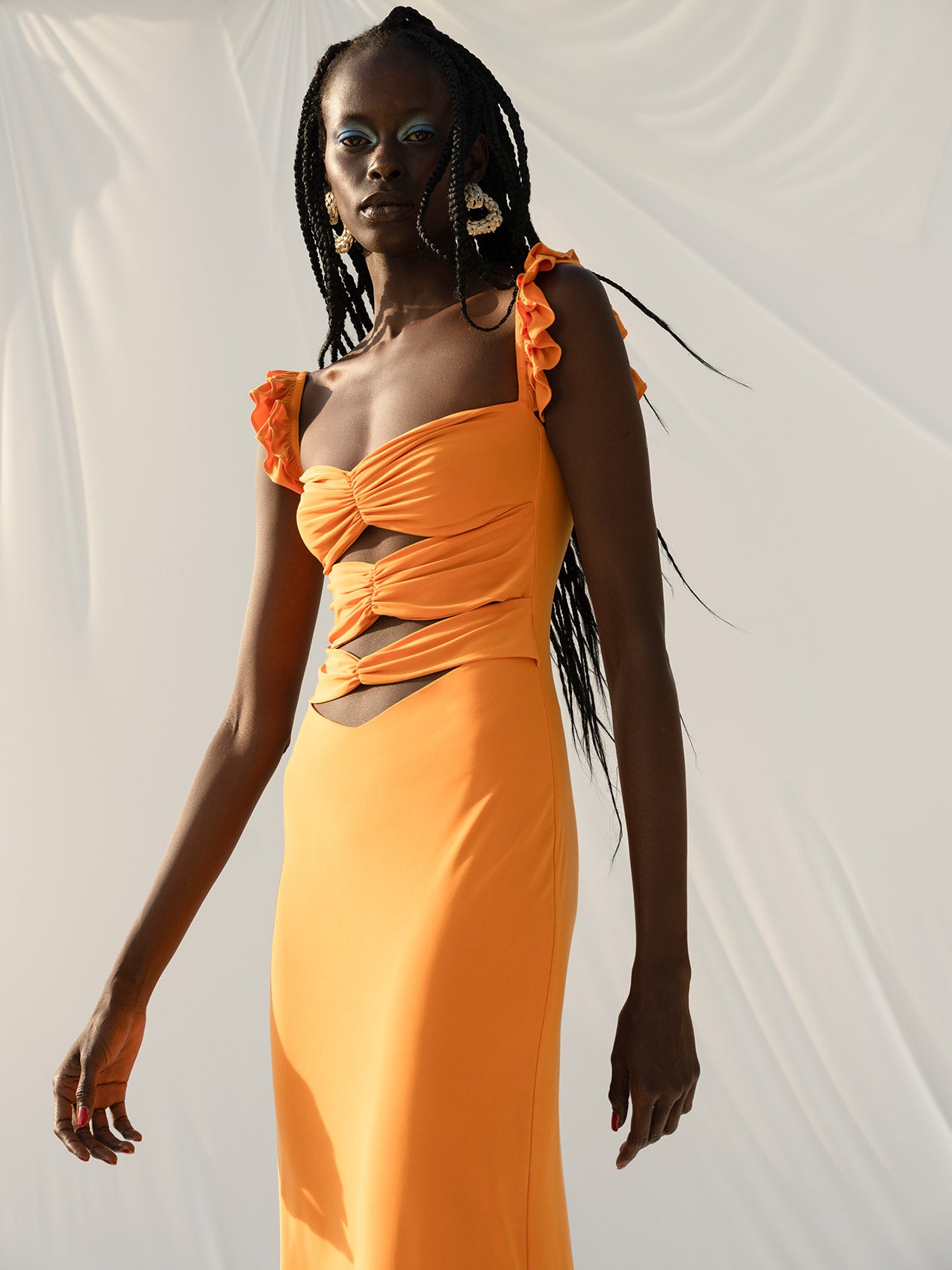 OPHELIA in Pure Orange Long Dress Suit