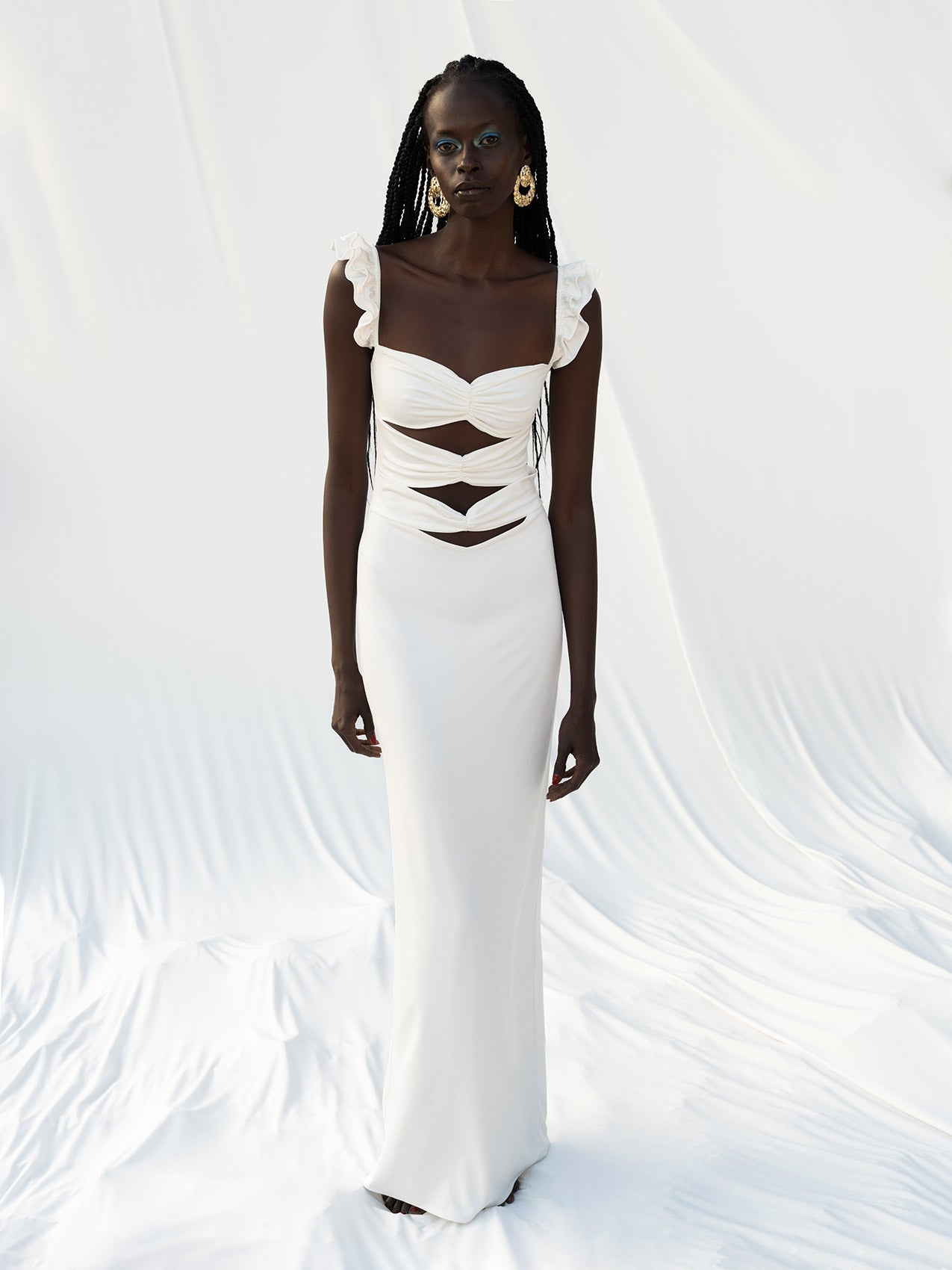 OPHELIA in Pure White Long Dress Suit