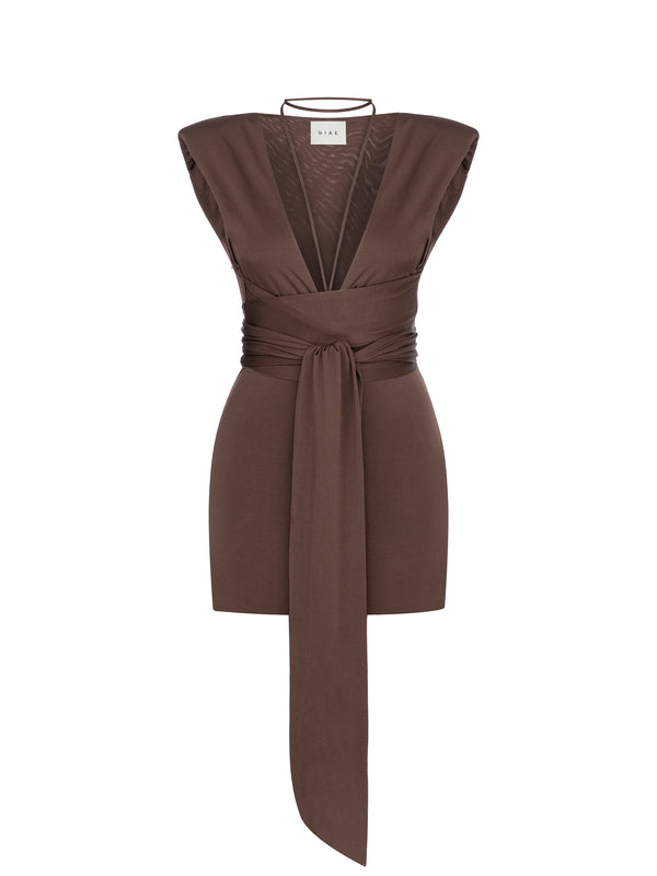 Valencia Short Dress in Brown