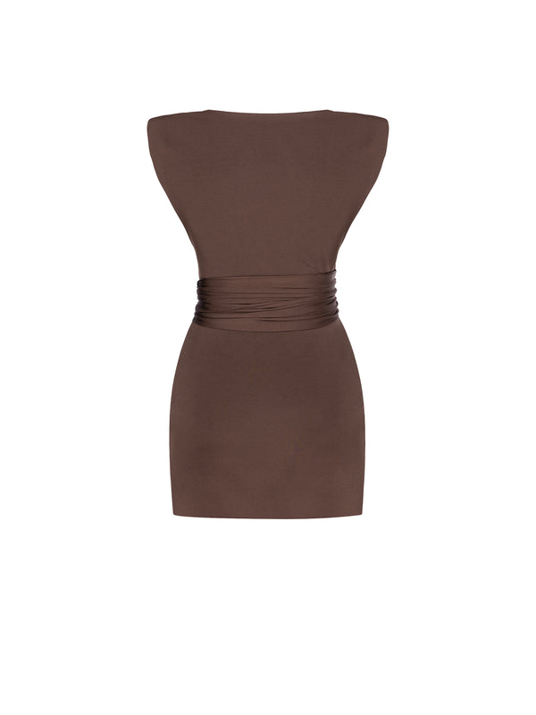 Valencia Short Dress in Brown